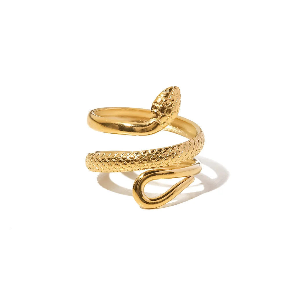 Adjustable Spiraling Snake Ring in gold
