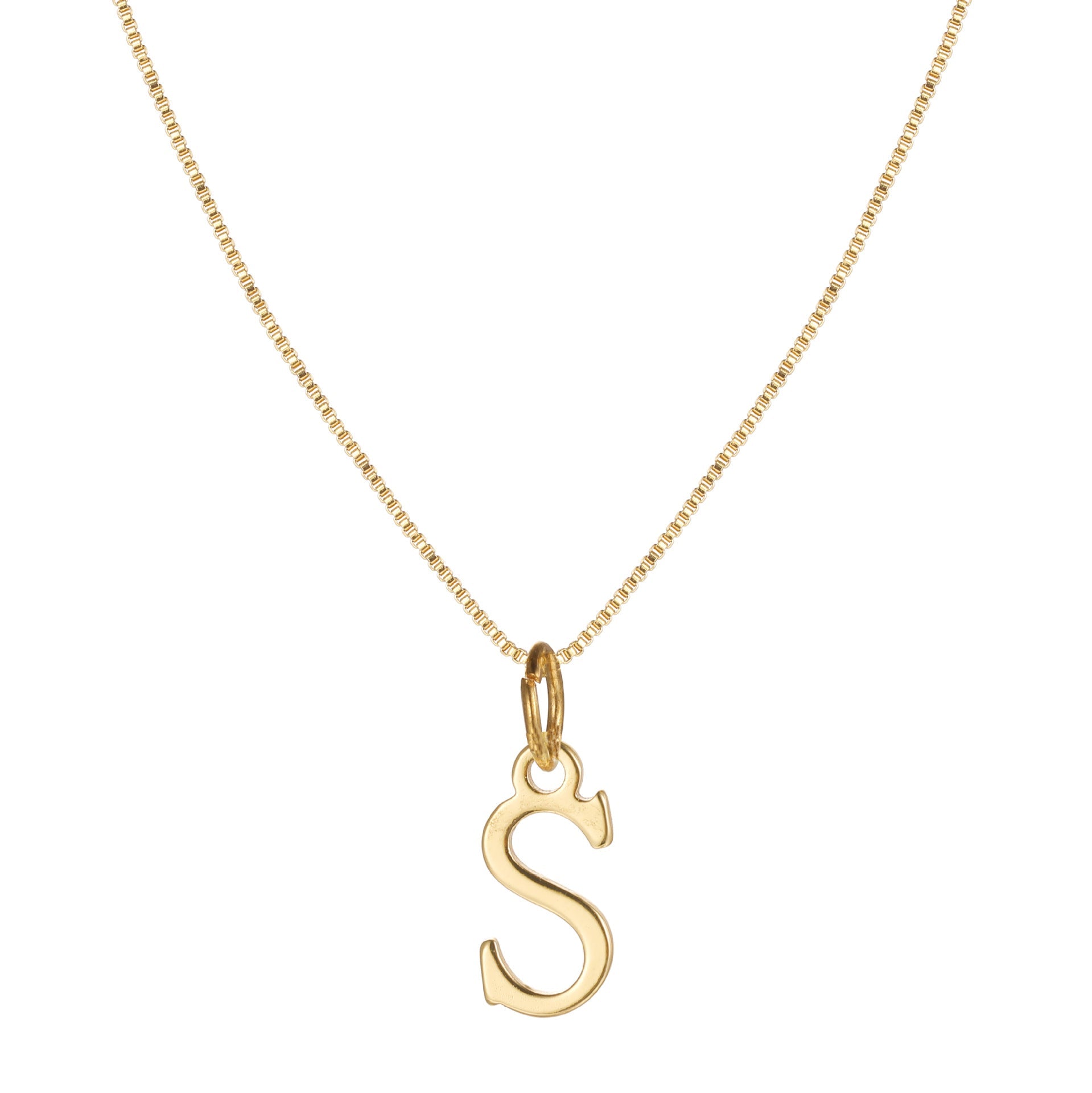 14k minimal serif initial necklace