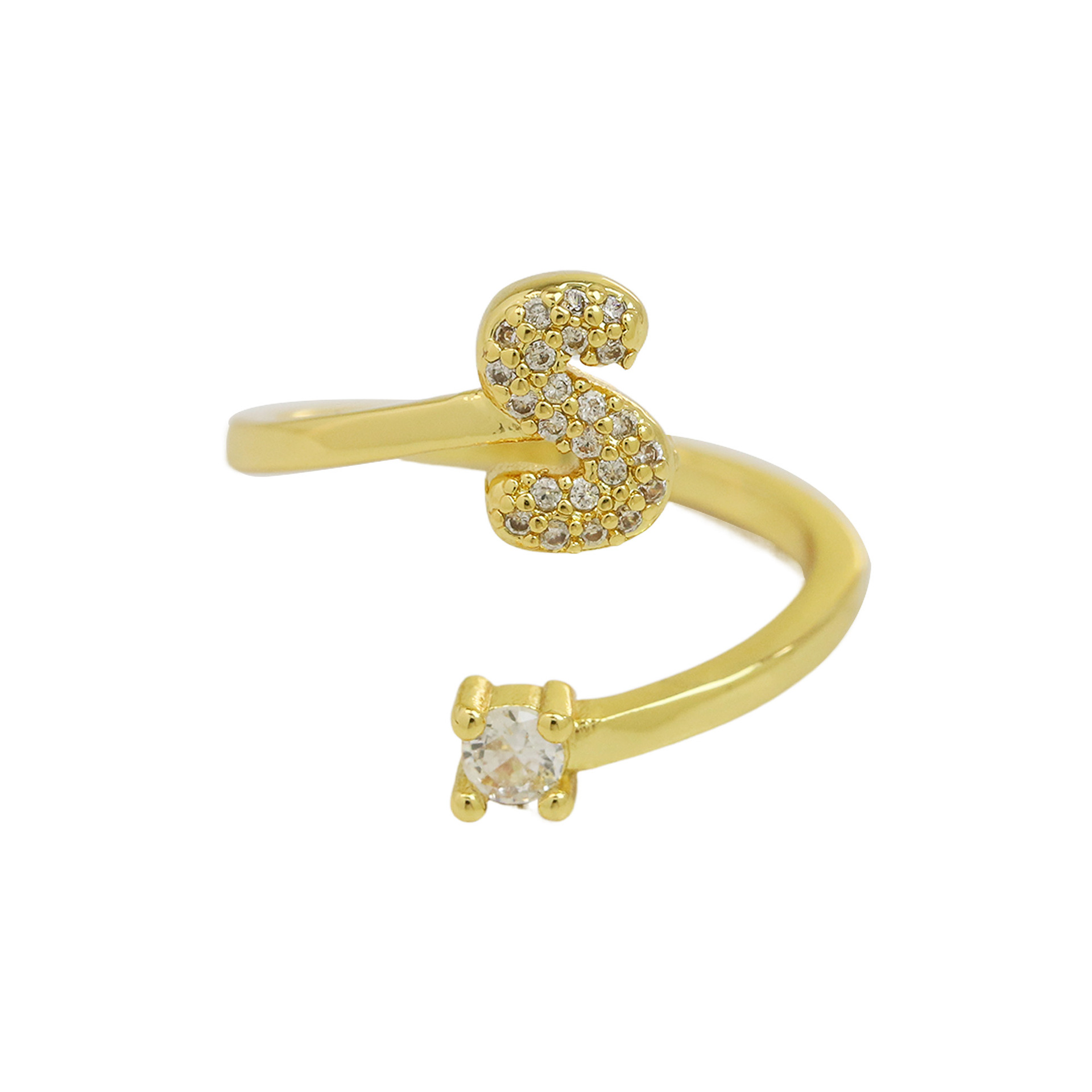 dainty bubble diamond wrap initial ring