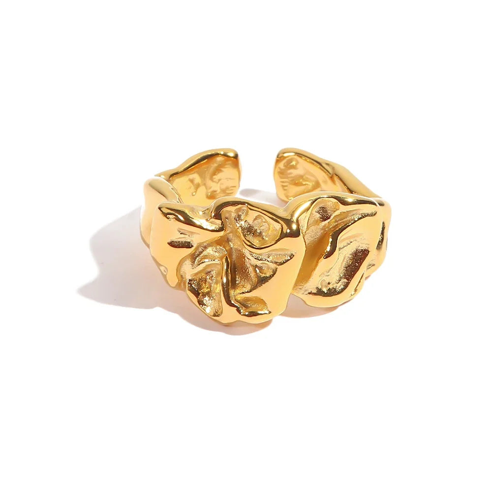 Adjustable Textured Lava Ring in gold