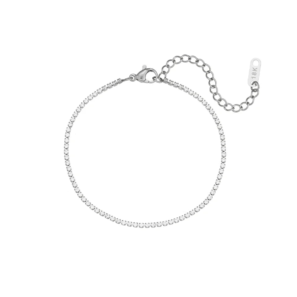 2mm Dainty Tennis Chain Bracelet and Necklace in silver