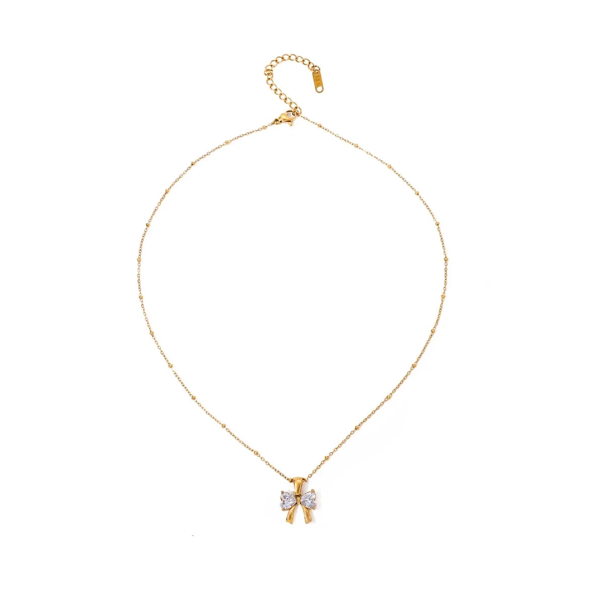 Dainty Feminine Diamond Bow Necklace