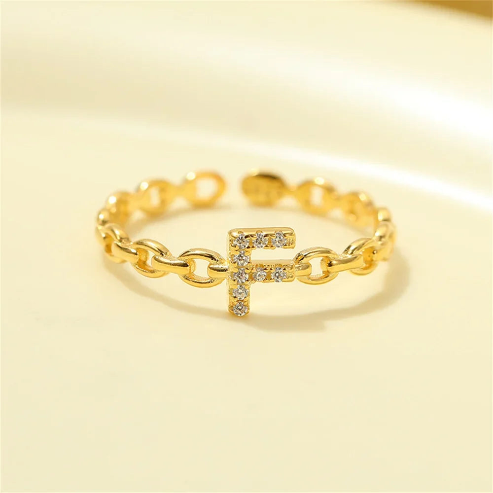 Dainty Diamond Letter Initial Ring in gold
