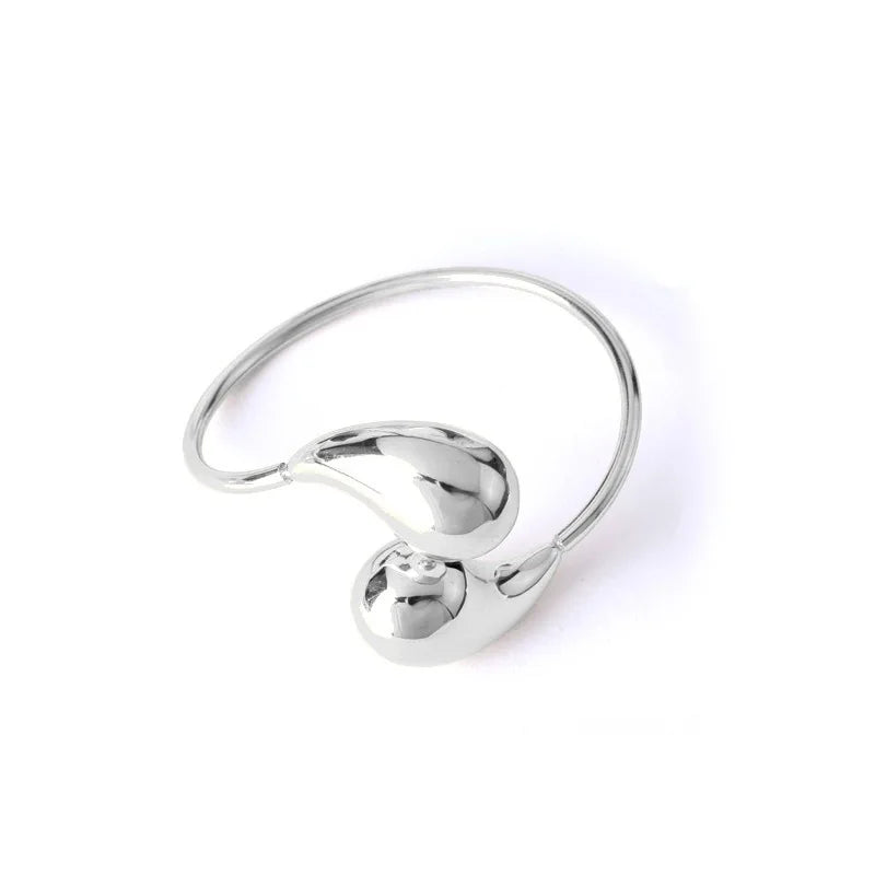 Bold Water Drop Bangle Bracelet in silver