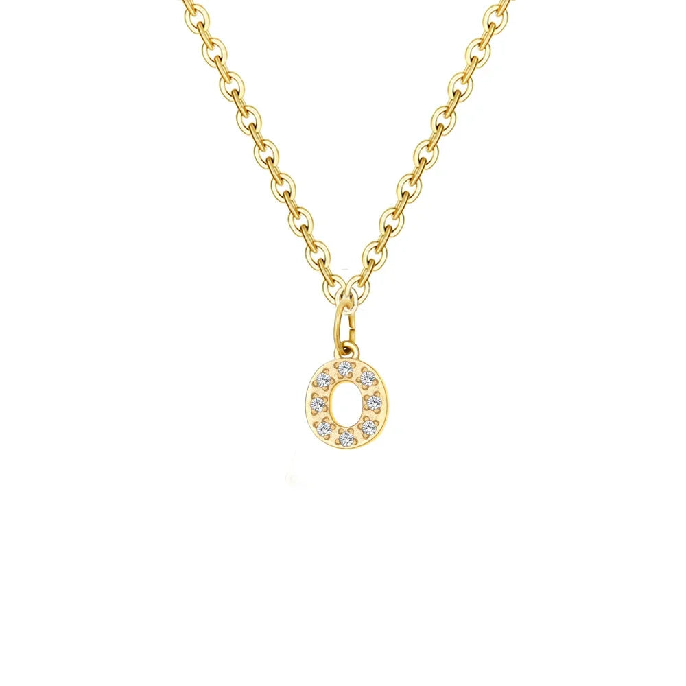 dainty zircon letter initial number symbol chain necklace