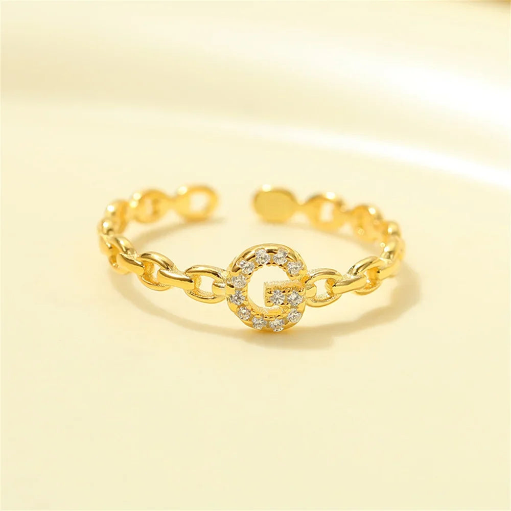 Dainty Diamond Letter Initial Ring in gold