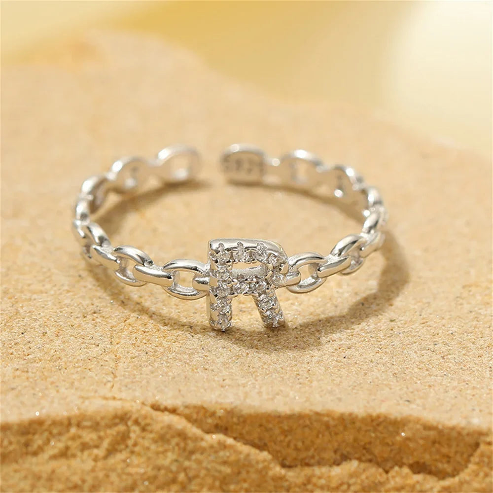 dainty diamond letter initial ring
