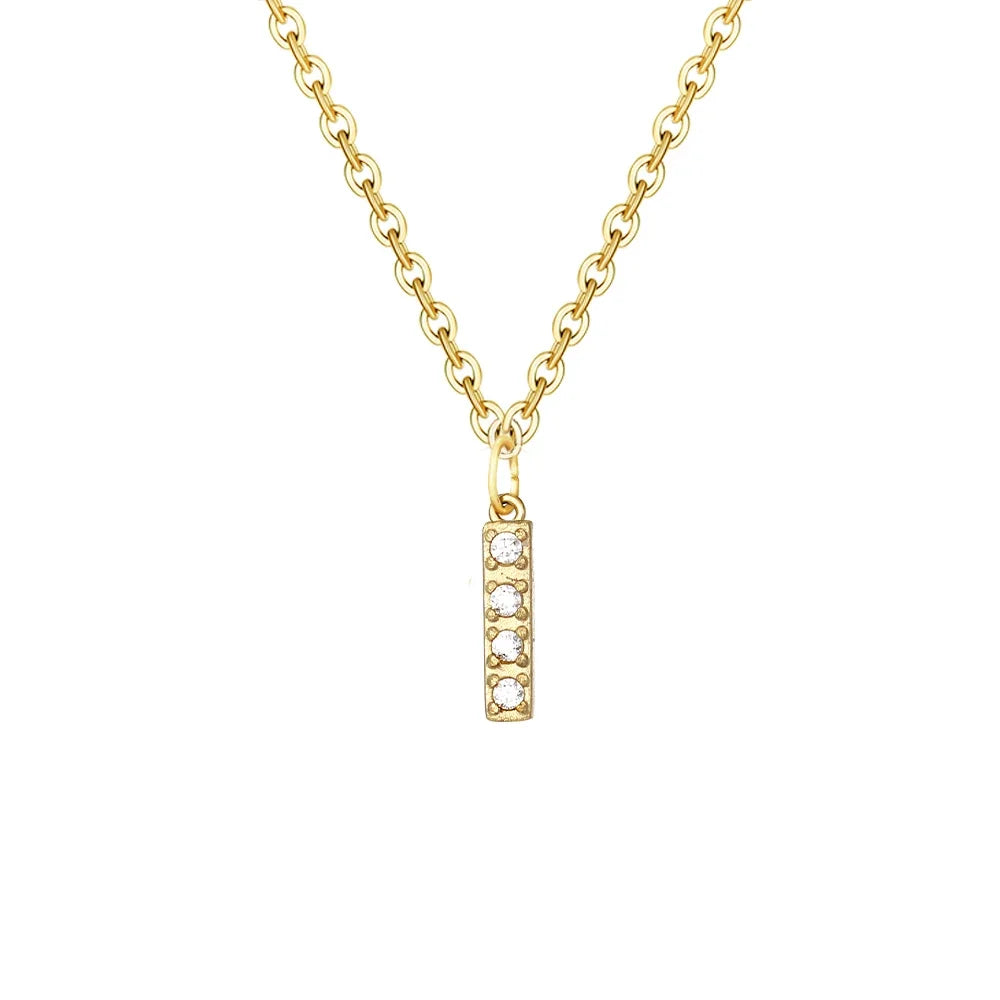 dainty zircon letter initial number symbol chain necklace
