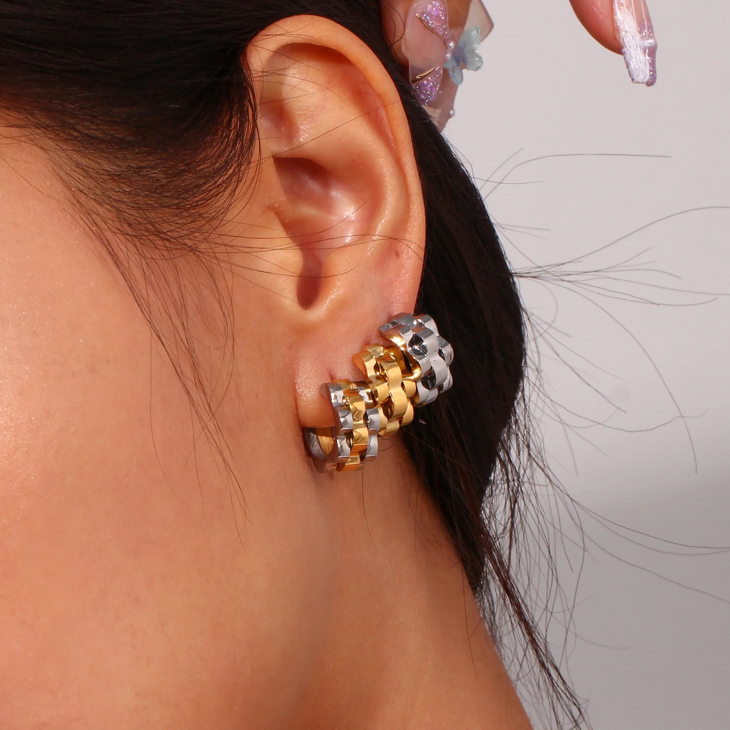 Textured Watch Hoop Earrings