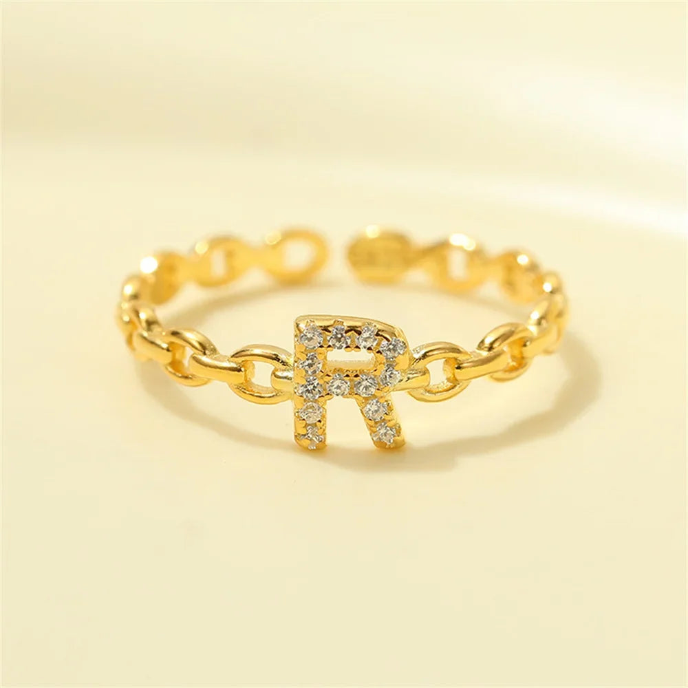 Dainty Diamond Letter Initial Ring in gold
