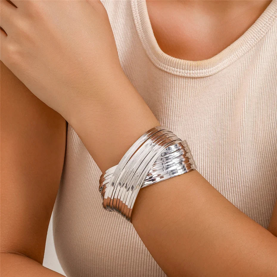 Spiral Cross Wrap Bangle Bracelet in silver