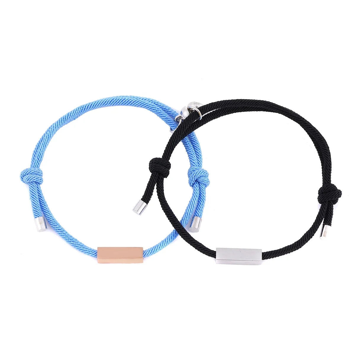 personalized minimal rope magnetic couples bracelet