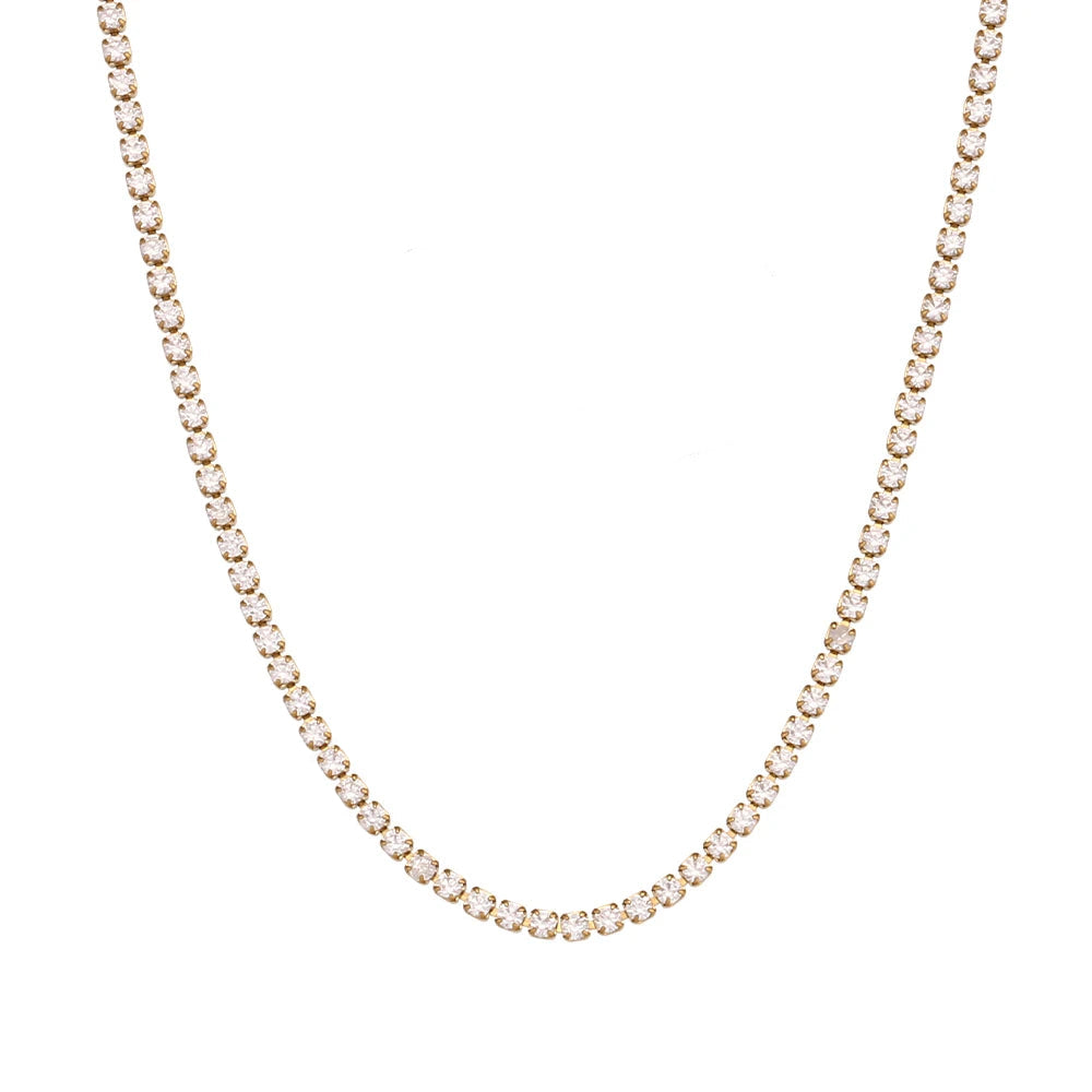2mm Dainty Tennis Chain Bracelet and Necklace in gold
