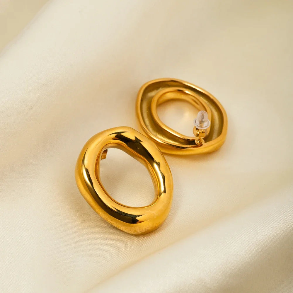 Open Oval Stud Earrings