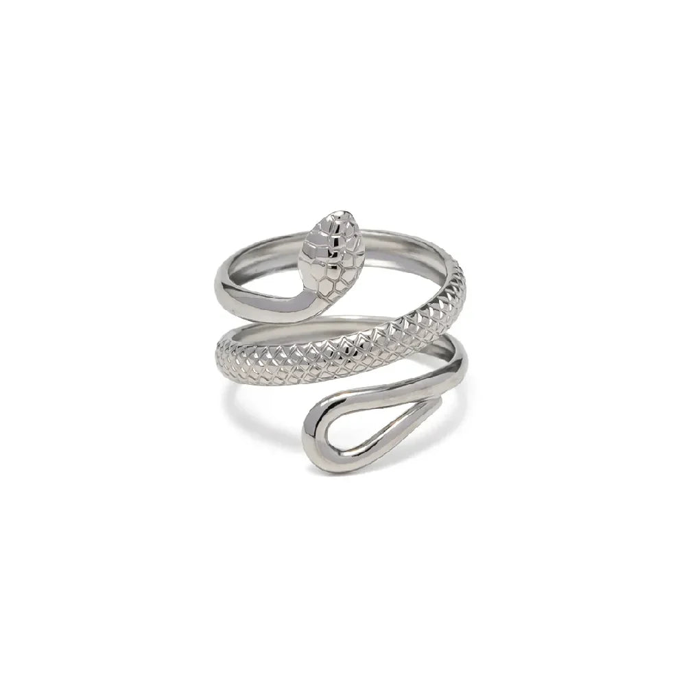 Adjustable Spiraling Snake Ring in silver