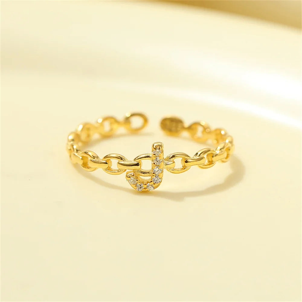 Dainty Diamond Letter Initial Ring in gold