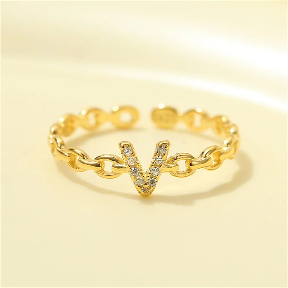 Dainty Diamond Letter Initial Ring in gold