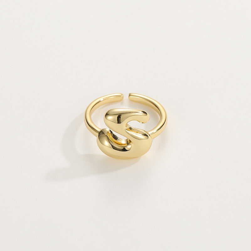 Cute Bubble Letter Initial Ring in gold