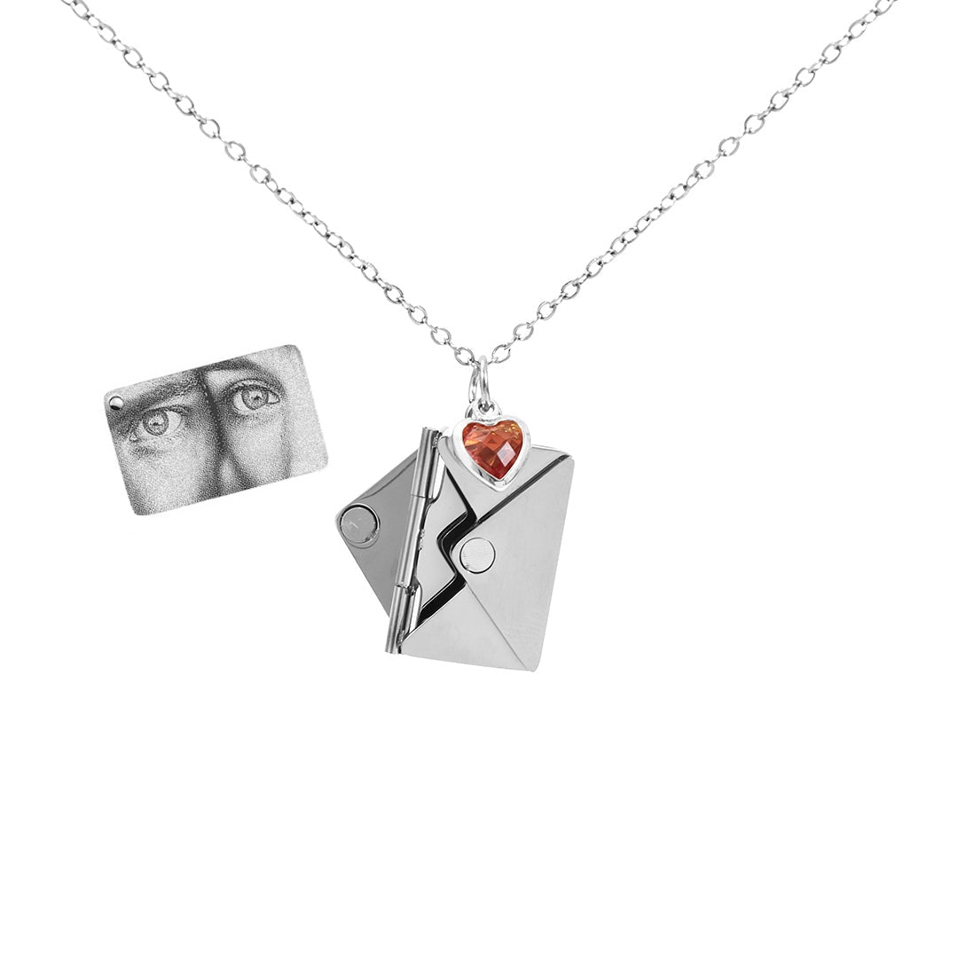 Personalized Image Envelope Necklace in silver