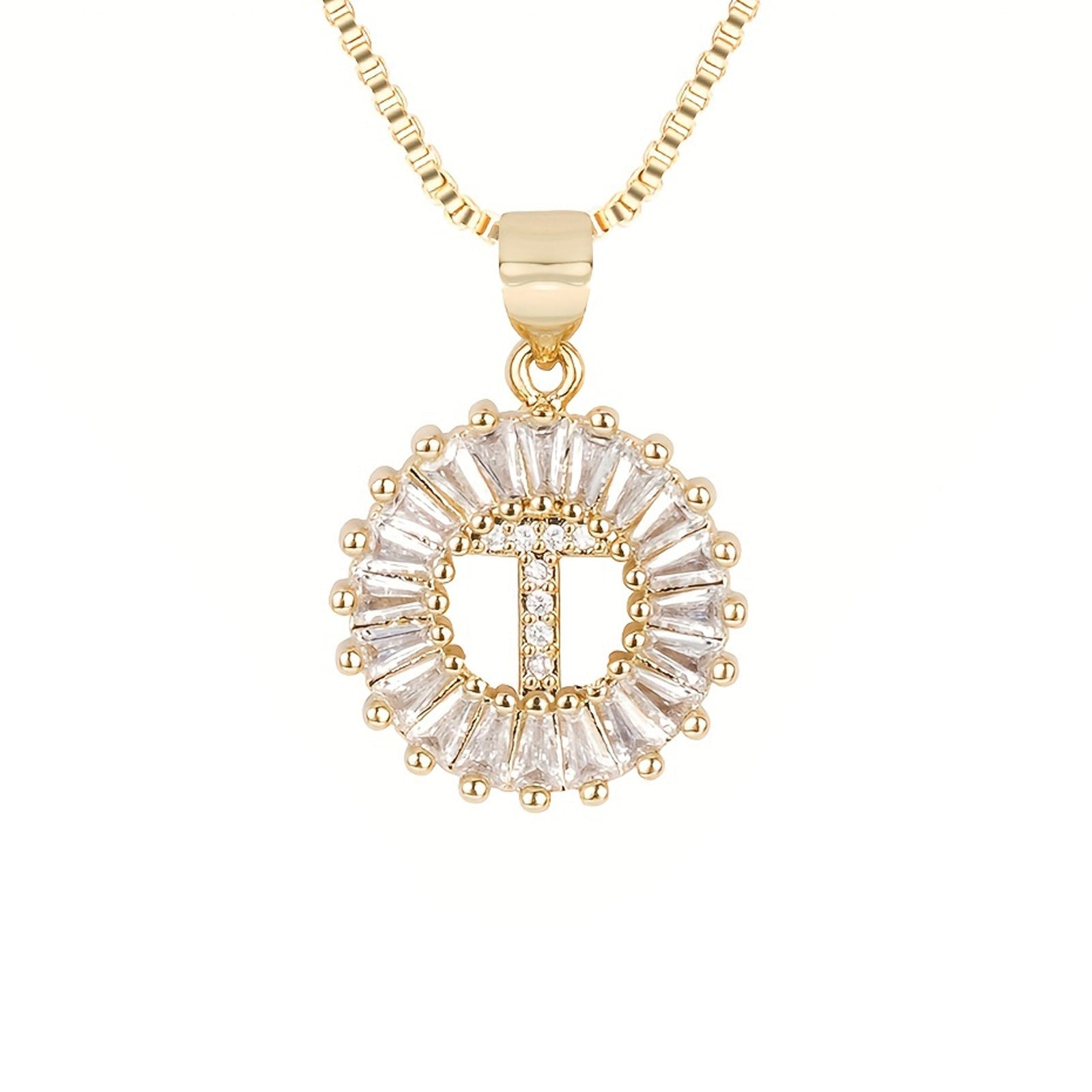 Circle Initial Necklace in gold