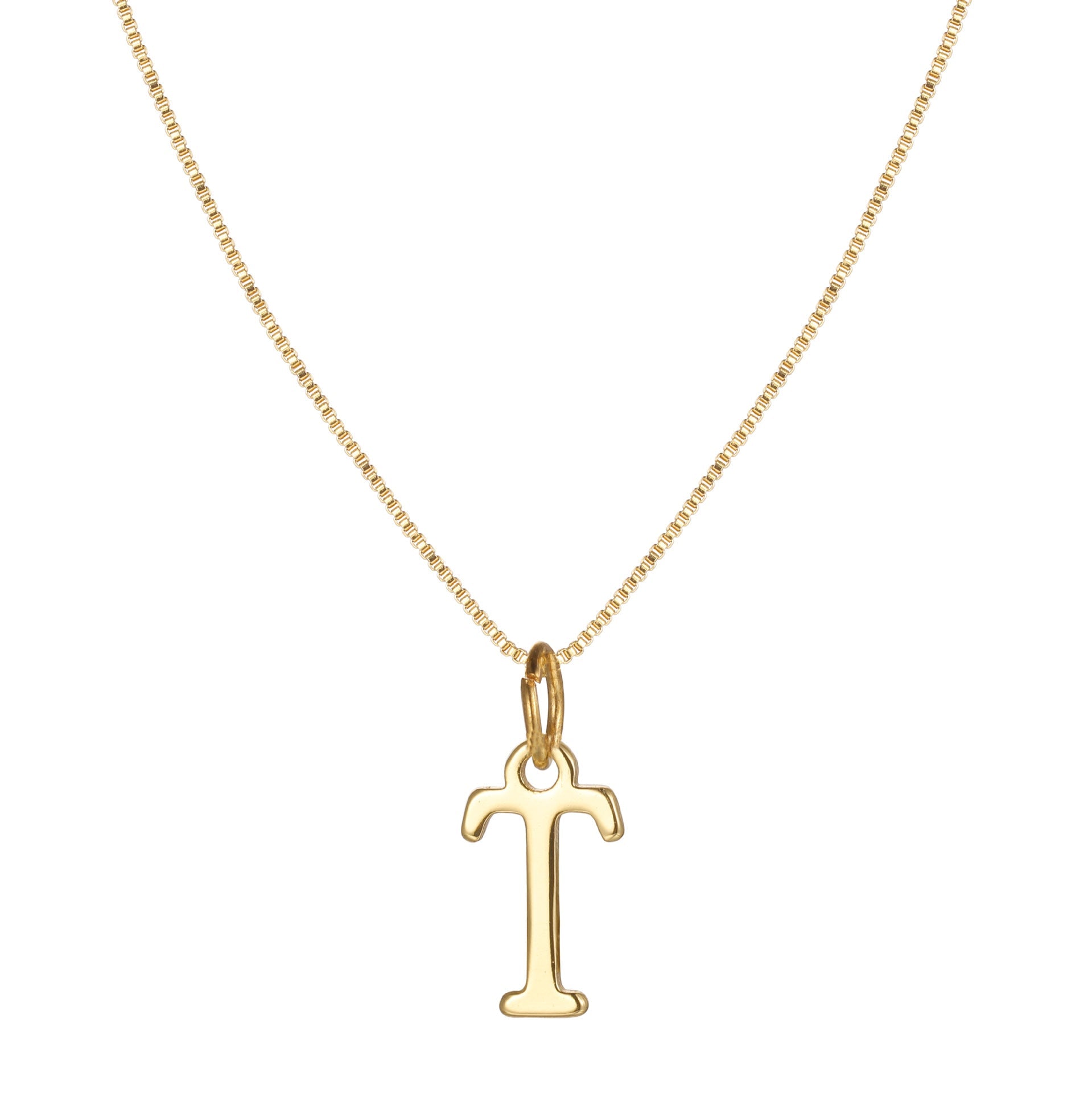 14k minimal serif initial necklace
