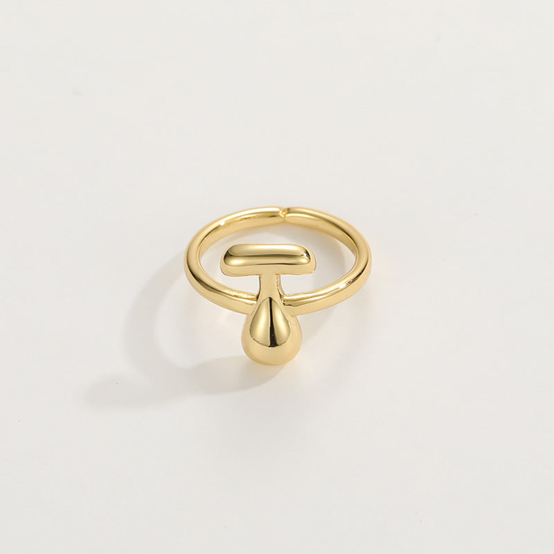 Cute Bubble Letter Initial Ring in gold