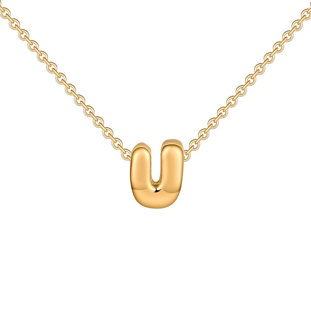dainty bubble letter initial necklace