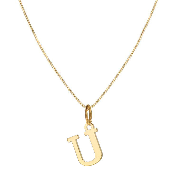 14k minimal serif initial necklace