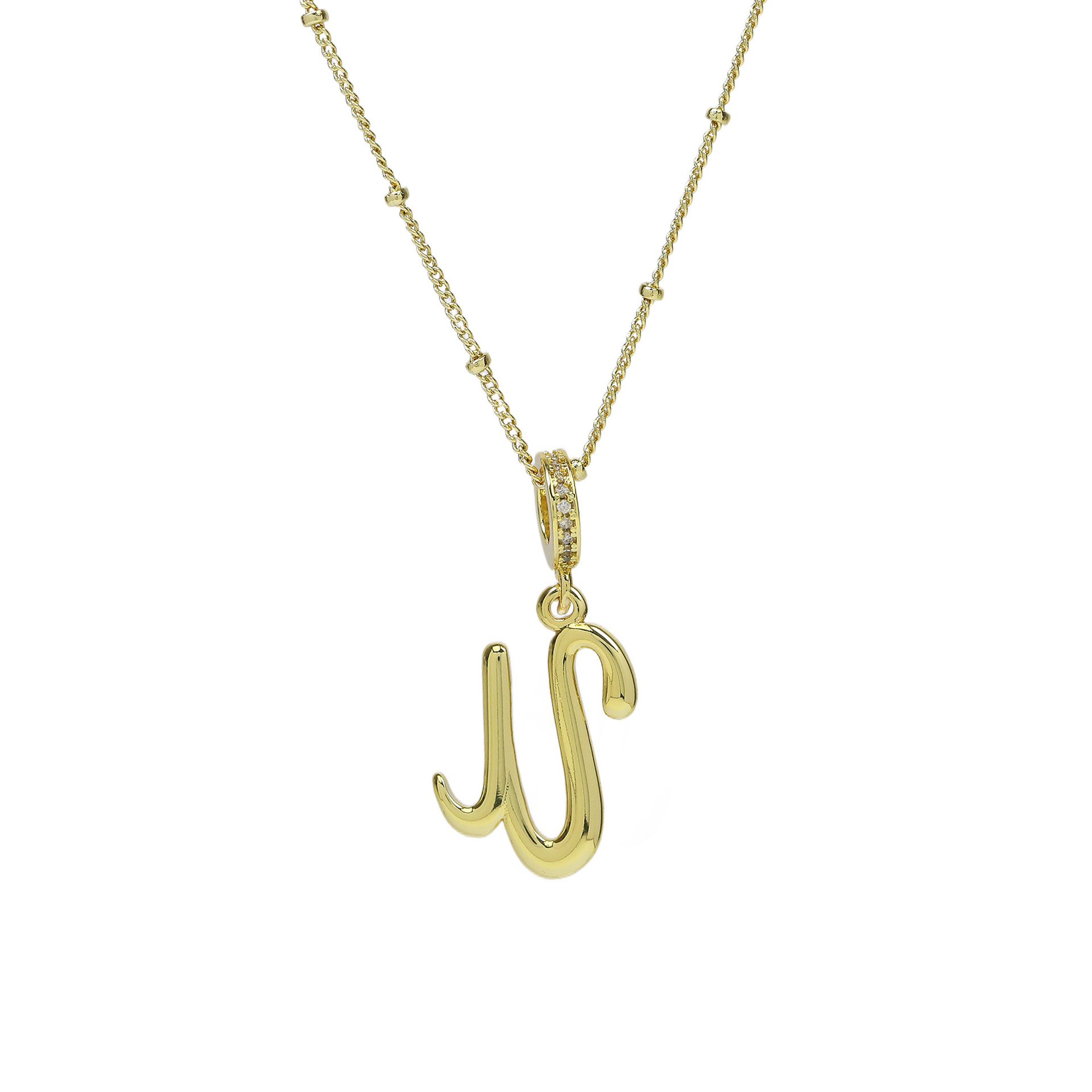 elegant cursive font satellite chain initial necklace