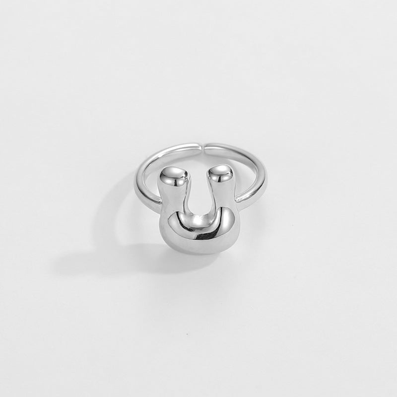 cute bubble letter initial ring