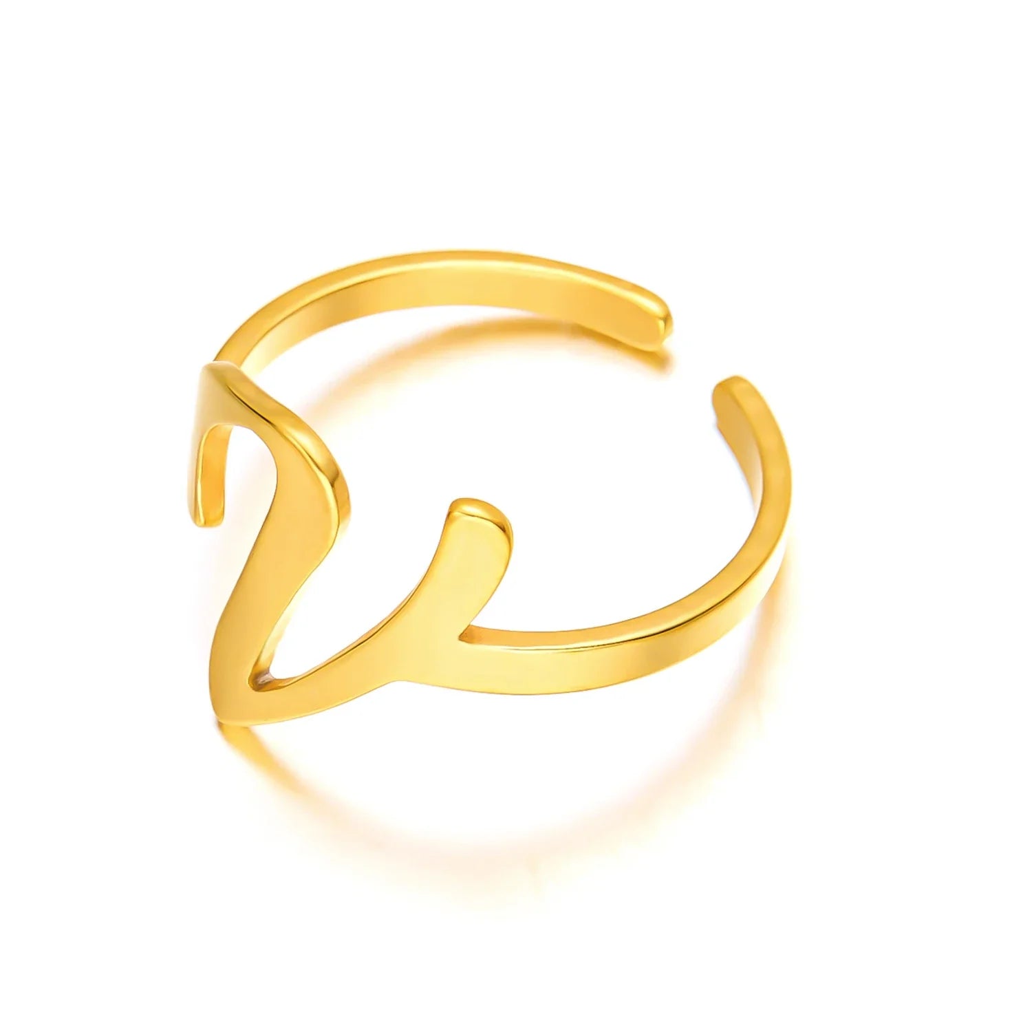 adjustable italic cursive letter initial ring