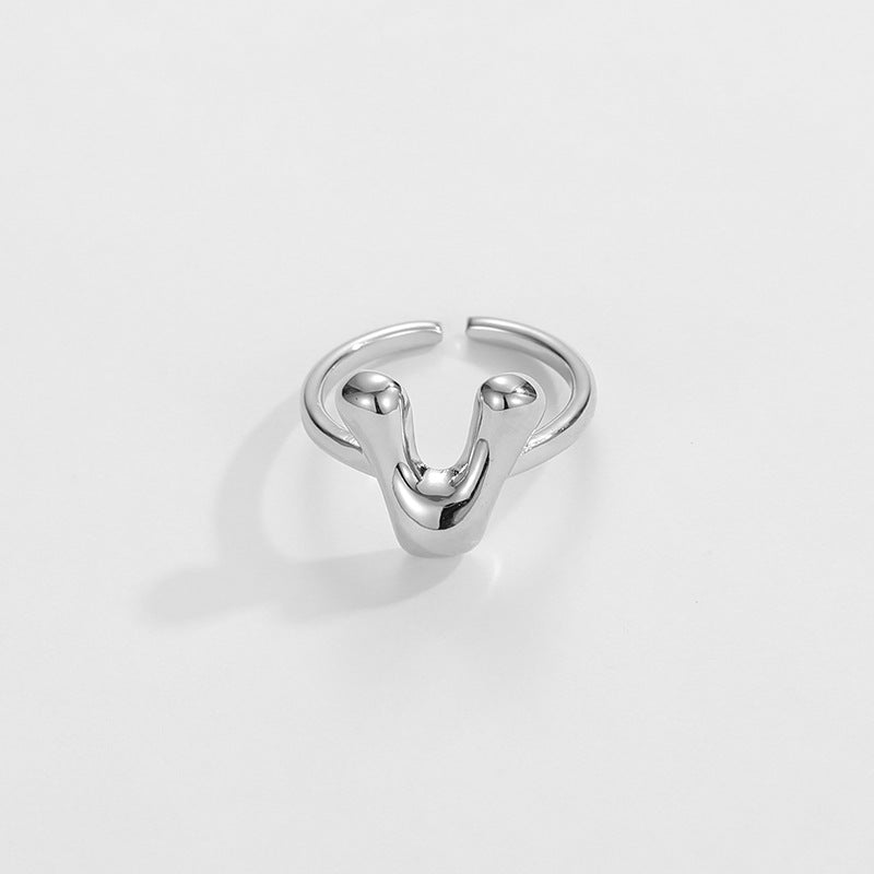 cute bubble letter initial ring