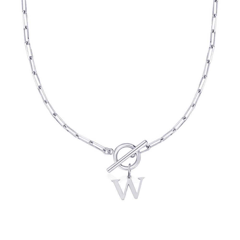 paperclip letter initial circle lock clasp necklace