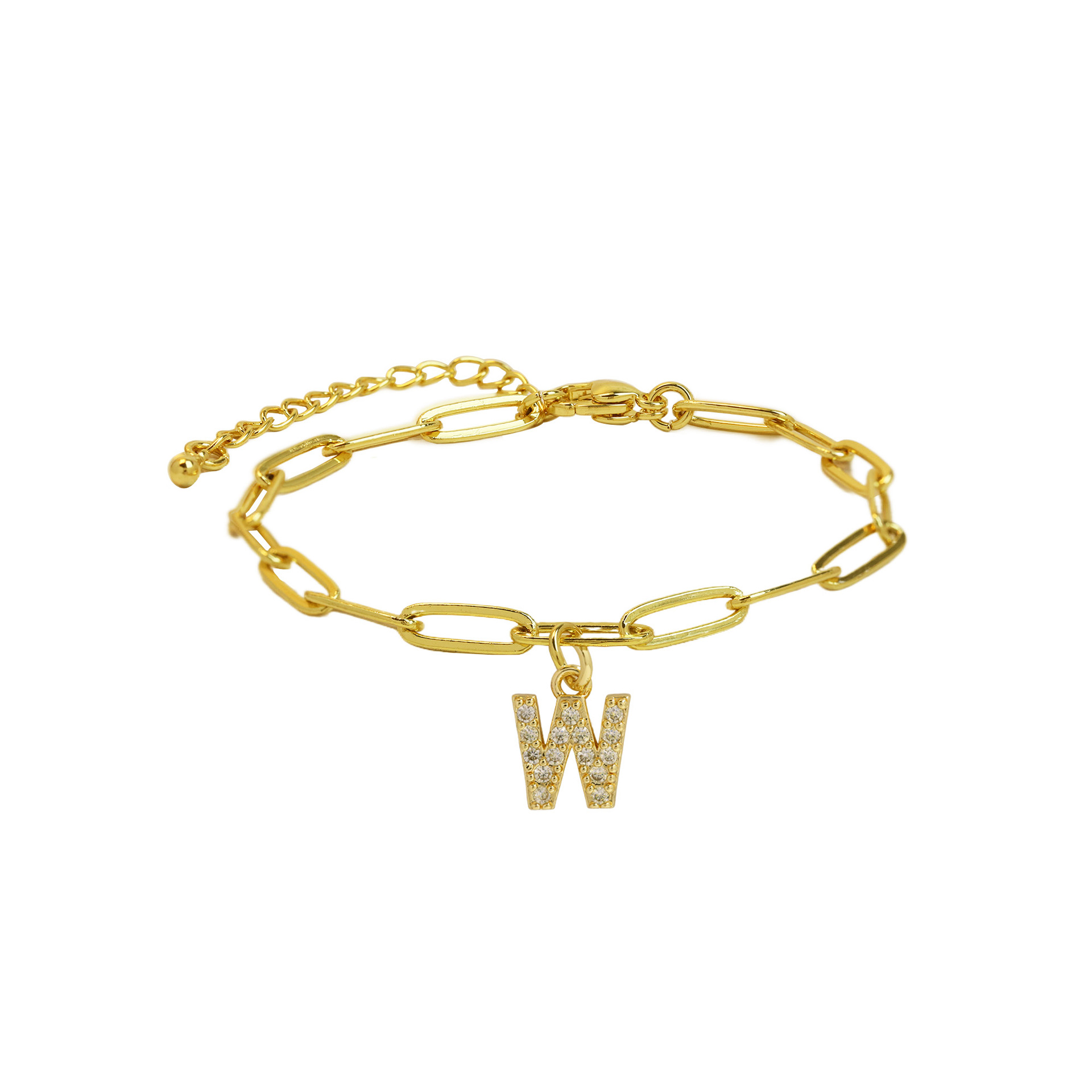 dainty paperclip letter initial bracelet