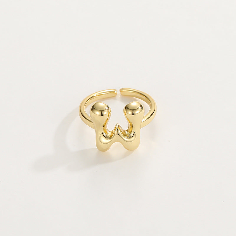Cute Bubble Letter Initial Ring in gold