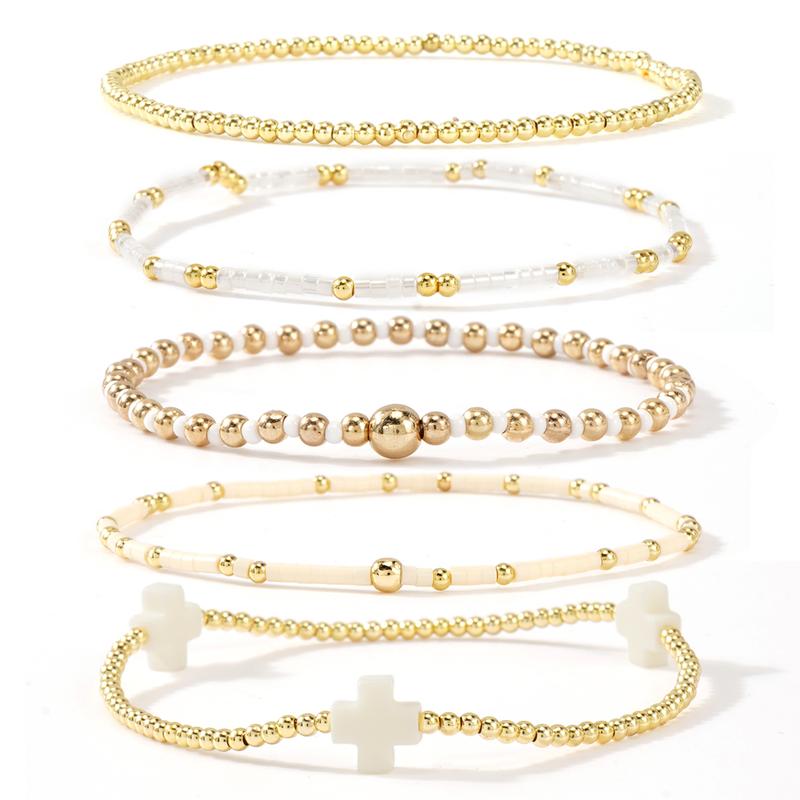 5pc Boho Beaded Bracelet Stack