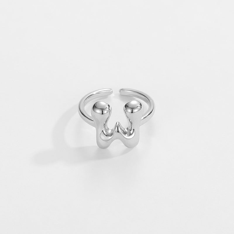 cute bubble letter initial ring