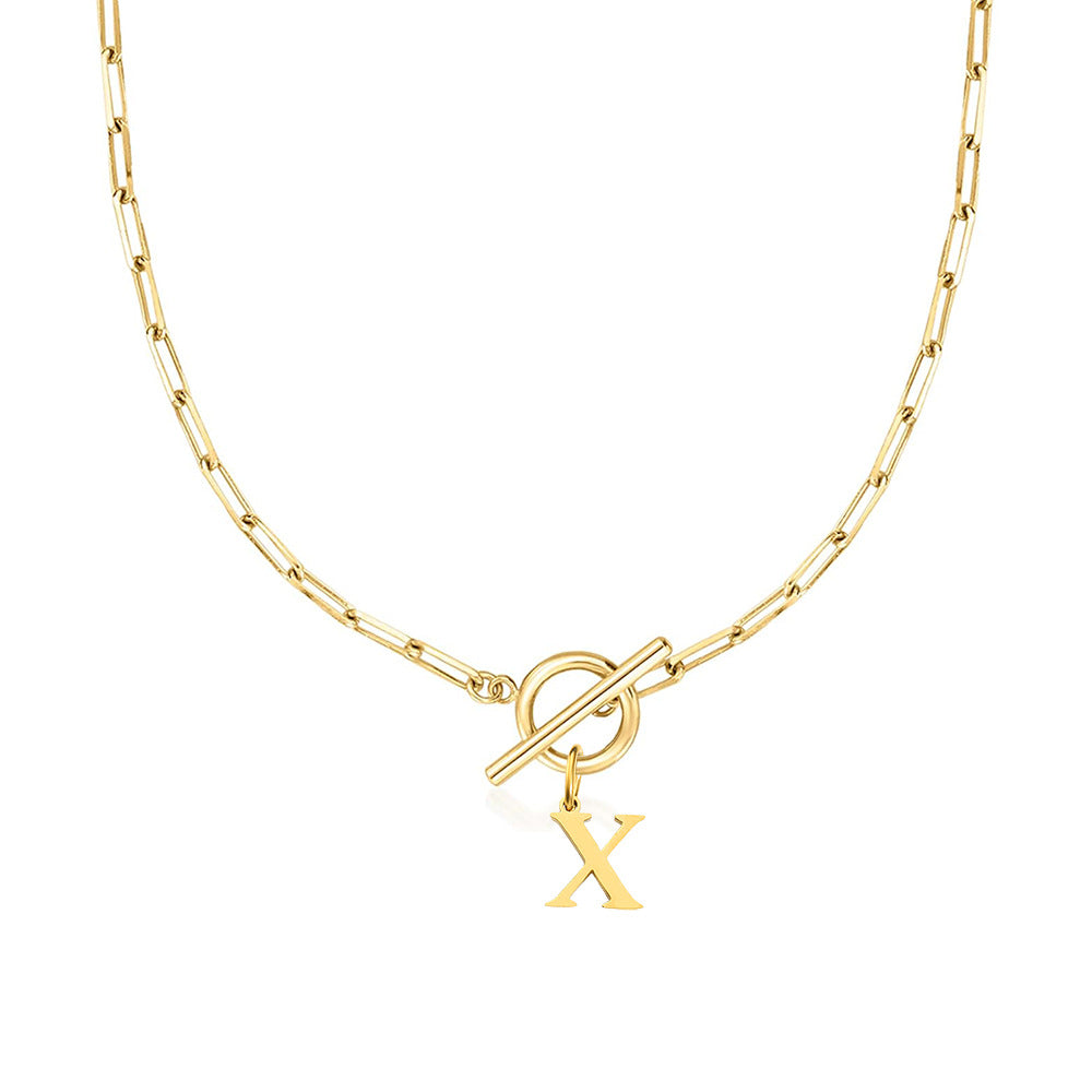 paperclip letter initial circle lock clasp necklace