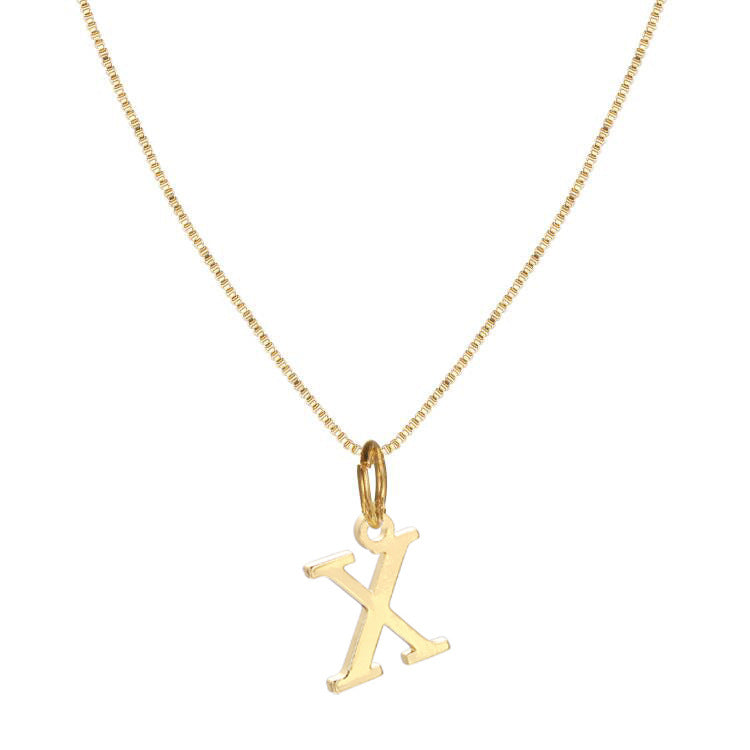 14k minimal serif initial necklace