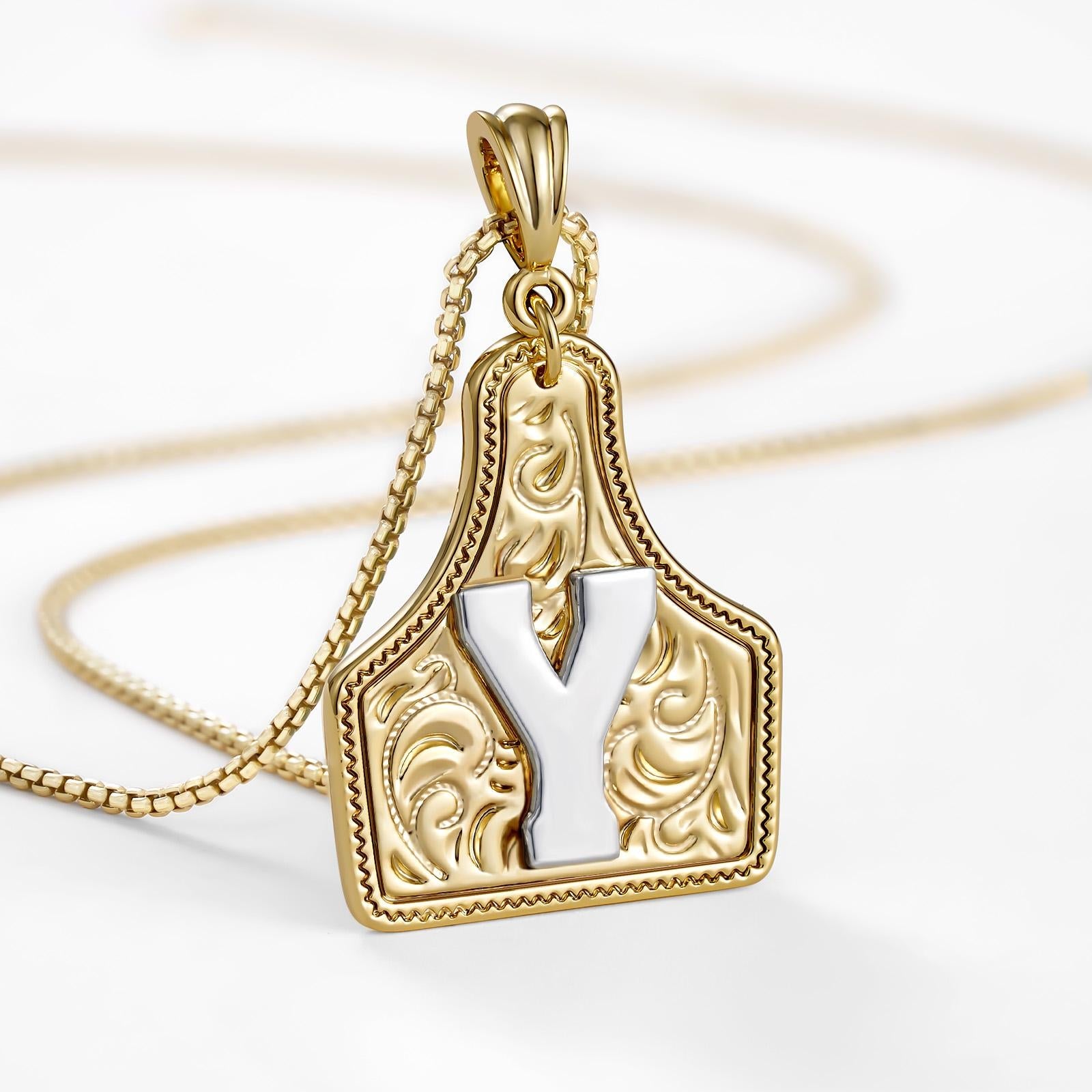 14k elegant cowgirl initial necklace