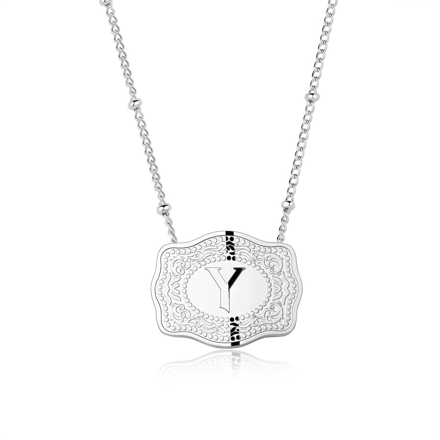 dainty belt buckle letter initial necklaces