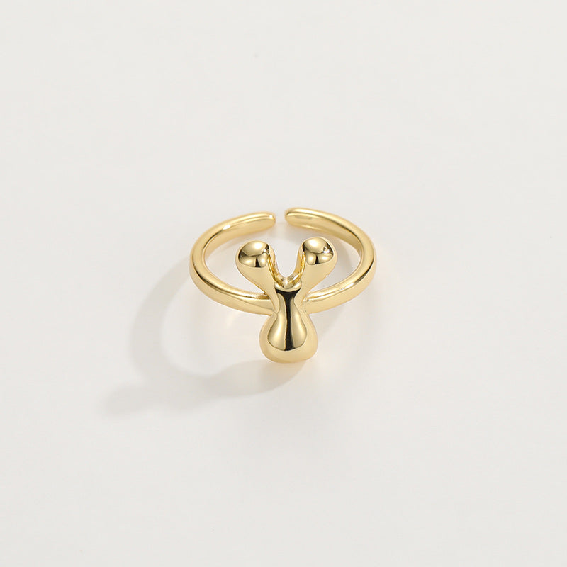 Cute Bubble Letter Initial Ring in gold