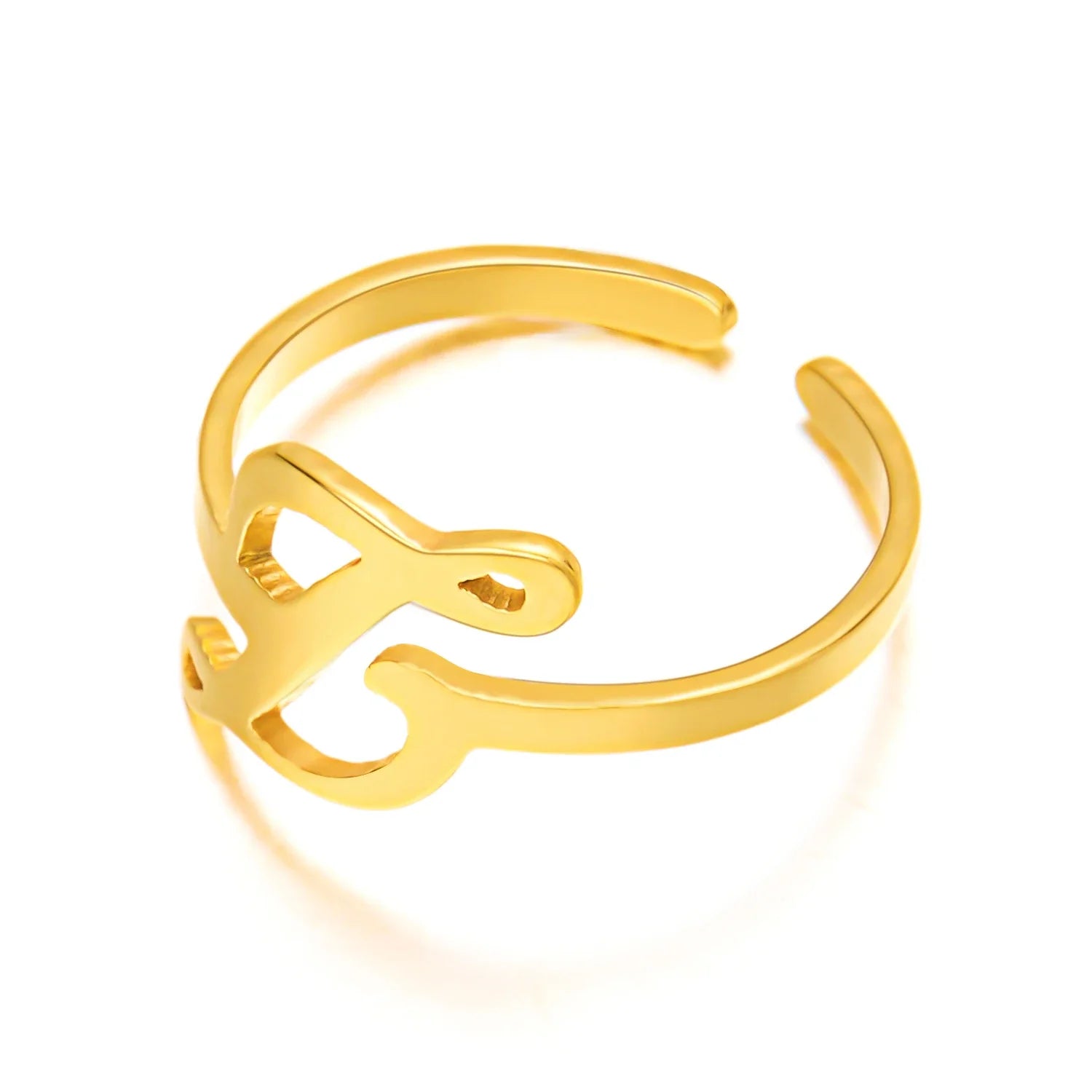 adjustable italic cursive letter initial ring
