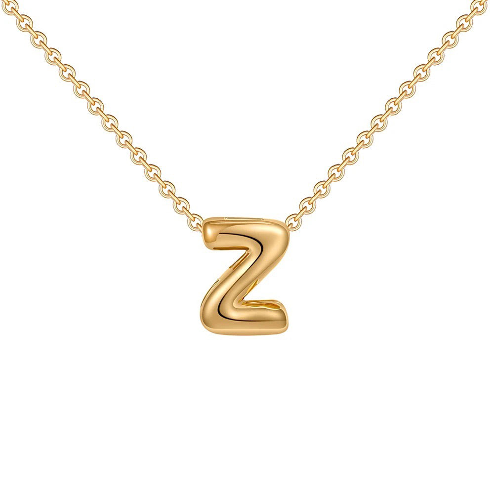 dainty bubble letter initial necklace