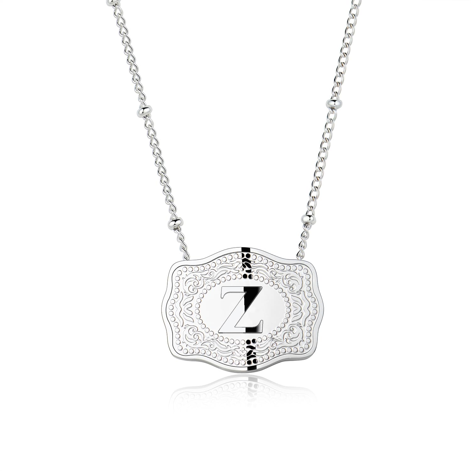 dainty belt buckle letter initial necklaces