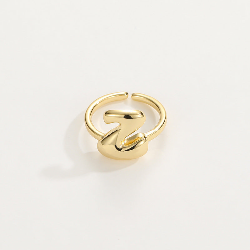 Cute Bubble Letter Initial Ring in gold