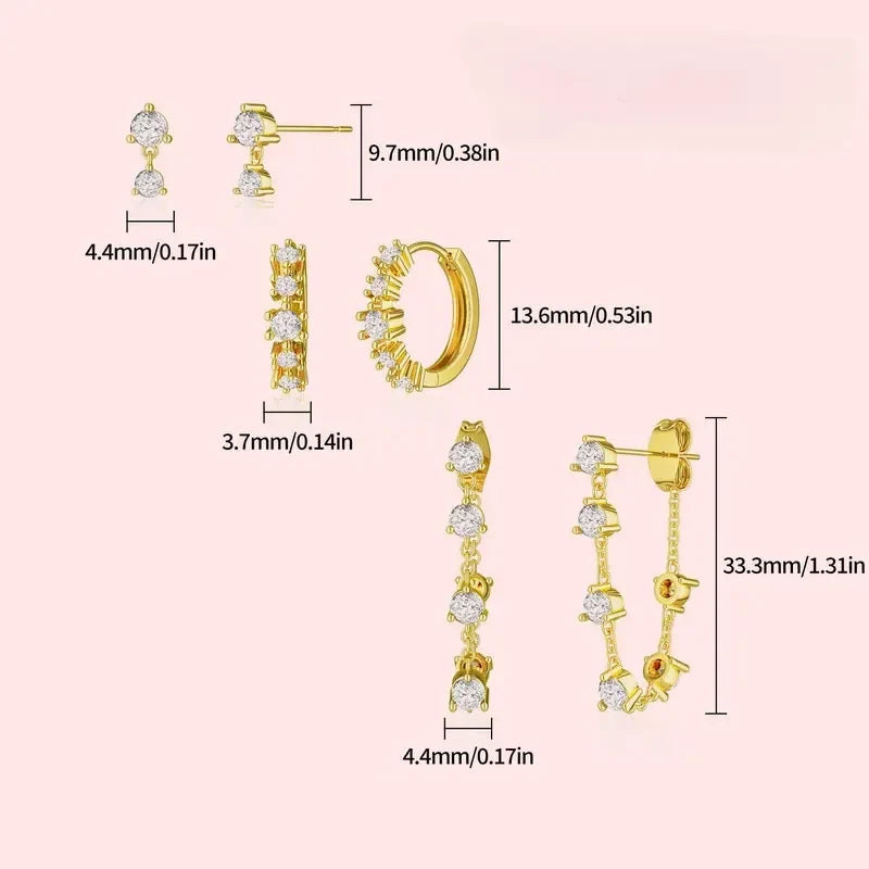4pc Dainty Crystal Curated Ear Stack Set