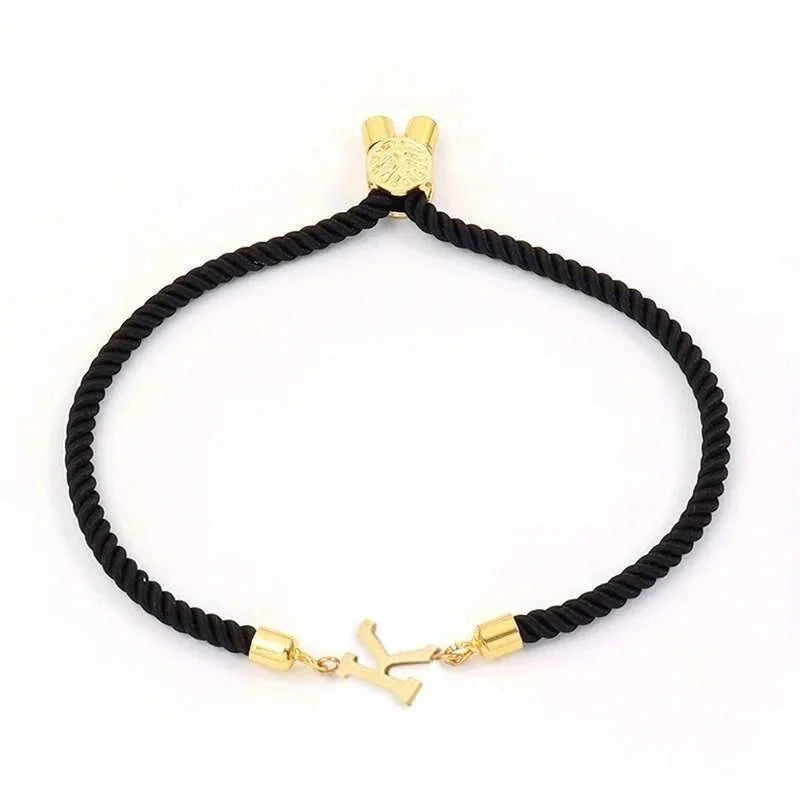 adjustable angled serif letter initial bracelets
