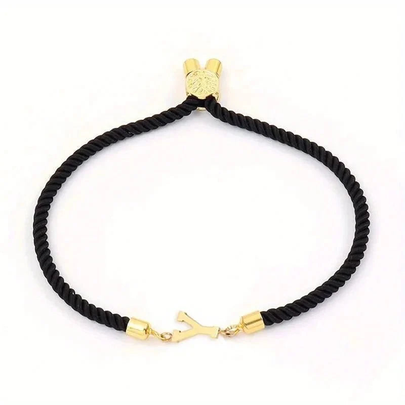 adjustable angled serif letter initial bracelets