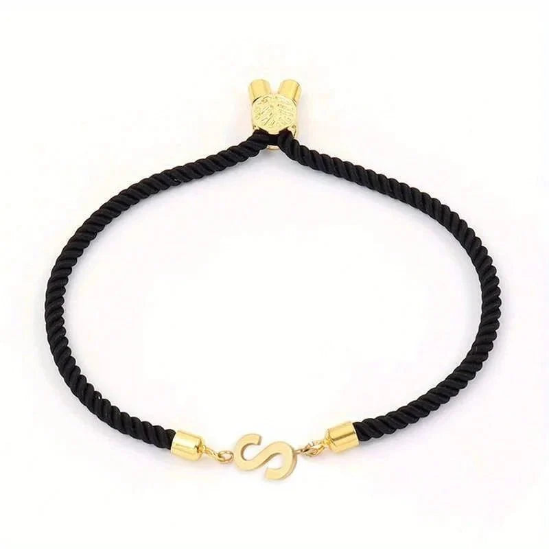 adjustable angled serif letter initial bracelets